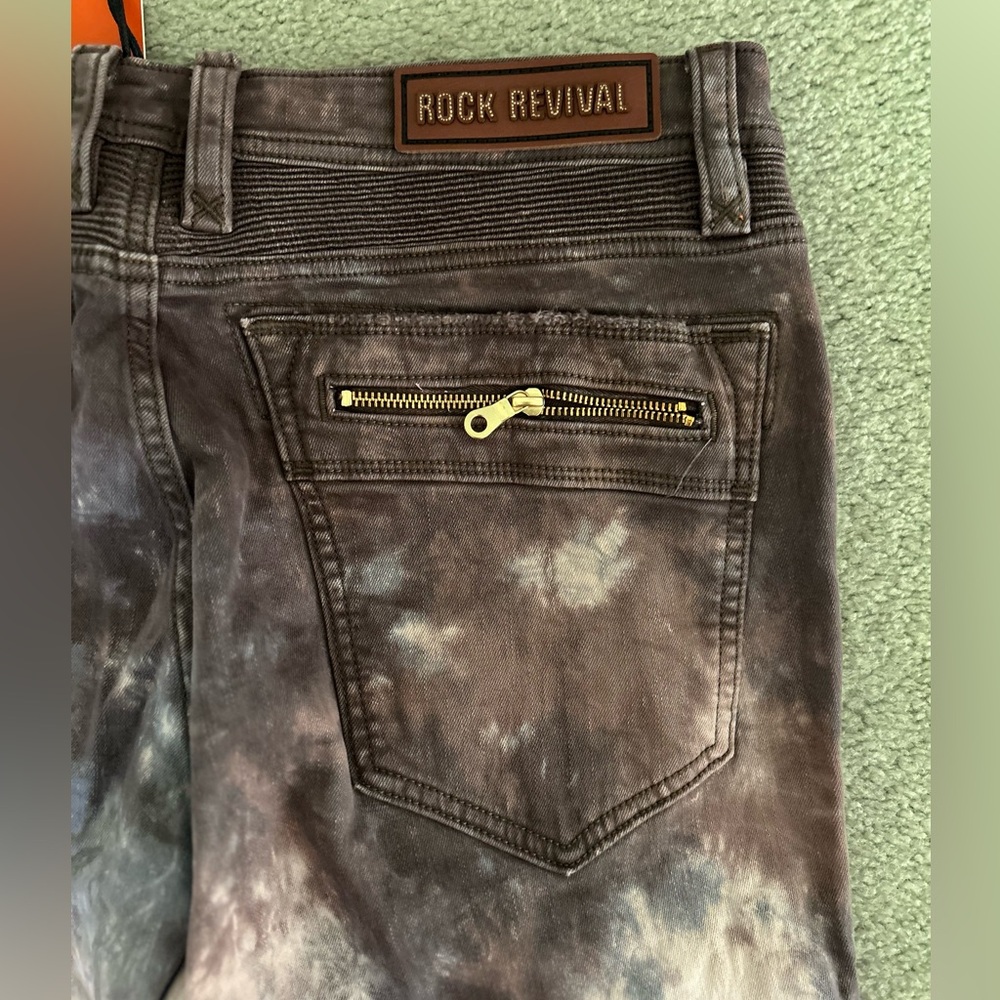 Rock Revival Moto Daviday Distressed Jeans size 36x32 - Picture 5 of 14